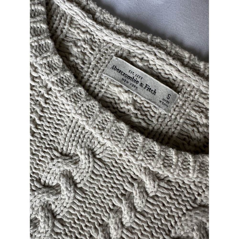 Abercrombie & Fitch Sweater Small Cream CableKnit Pullover Size S Chunky Cozy‎